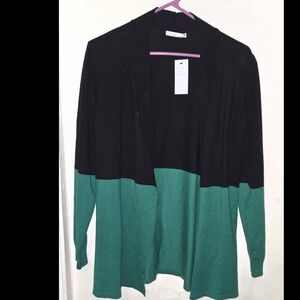 Black and Green Women's Open Duster/Cardigan (No Buttons)